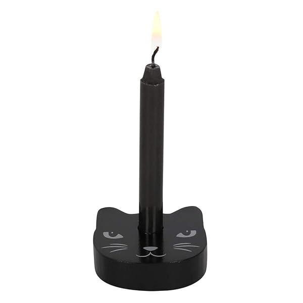 Cat Design Black Mini Spell Candle Holder - Image 3