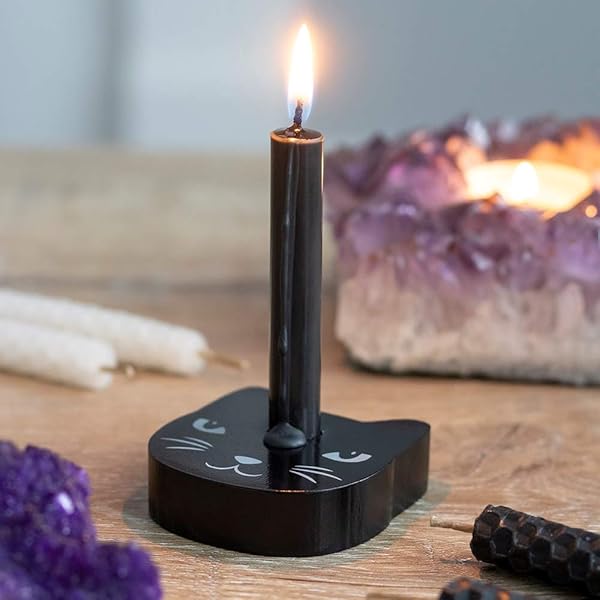 Cat Design Black Mini Spell Candle Holder - Image 4